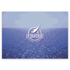 Поздравительная открытка с принтом Тихий океан в Кировске, 100% бумага | плотность бумаги 280 г/м2, матовая, на обратной стороне линовка и место для марки
 | fish | fishing | marlin | pacific ocean | марлин | рыба | рыбалка | тихий океан