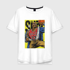 Мужская футболка хлопок Oversize с принтом Jordan в Кировске, 100% хлопок | свободный крой, круглый ворот, “спинка” длиннее передней части | 23 | basketball | bulls | jordan | nba | баскетбол | джордан | нба