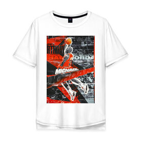 Мужская футболка хлопок Oversize с принтом Jordan в Кировске, 100% хлопок | свободный крой, круглый ворот, “спинка” длиннее передней части | 23 | air | basketball | bulls | jordan | nba | баскетбол | буллс | джордан | нба