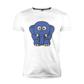 Мужская футболка премиум с принтом Голубой слоник в Кировске, 92% хлопок, 8% лайкра | приталенный силуэт, круглый вырез ворота, длина до линии бедра, короткий рукав | животные | мамонт | маугли | персонаж | природа | слон | слоник
