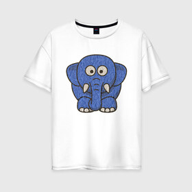 Женская футболка хлопок Oversize с принтом Голубой слоник в Кировске, 100% хлопок | свободный крой, круглый ворот, спущенный рукав, длина до линии бедер
 | животные | мамонт | маугли | персонаж | природа | слон | слоник