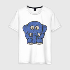 Мужская футболка хлопок с принтом Голубой слоник в Кировске, 100% хлопок | прямой крой, круглый вырез горловины, длина до линии бедер, слегка спущенное плечо. | Тематика изображения на принте: животные | мамонт | маугли | персонаж | природа | слон | слоник