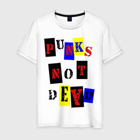 Мужская футболка хлопок с принтом Punks not dead в Кировске, 100% хлопок | прямой крой, круглый вырез горловины, длина до линии бедер, слегка спущенное плечо. | punks | панки | хой