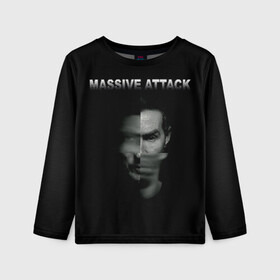 Детский лонгслив 3D с принтом Massive attack в Кировске, 100% полиэстер | длинные рукава, круглый вырез горловины, полуприлегающий силуэт
 | 100 suns | dance | electronic | masive atack | masive attack | mezannine | one point six | tricky | trip hop | triphop | мэссив аттак