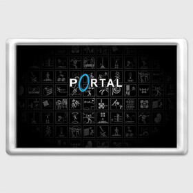 Магнит 45*70 с принтом Portal icons в Кировске, Пластик | Размер: 78*52 мм; Размер печати: 70*45 | half life | головоломка | иконки | пиктограммы | портал | телепорт