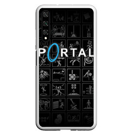 Чехол для Honor 20 с принтом Portal icons в Кировске, Силикон | Область печати: задняя сторона чехла, без боковых панелей | Тематика изображения на принте: half life | головоломка | иконки | пиктограммы | портал | телепорт