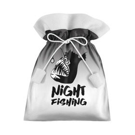 Подарочный 3D мешок с принтом Рыба удильщик в Кировске, 100% полиэстер | Размер: 29*39 см | angler | fin | fishing | jaw | lantern | night | rod | tail | teeth | глубина | зубы | ночь | плавник | рыбалка | удильщик | удочка | фонарик | хвост