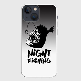 Чехол для iPhone 13 mini с принтом Рыба удильщик в Кировске,  |  | angler | fin | fishing | jaw | lantern | night | rod | tail | teeth | глубина | зубы | ночь | плавник | рыбалка | удильщик | удочка | фонарик | хвост