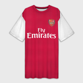 Платье-футболка 3D с принтом Arsenal home 19 20 в Кировске,  |  | arsenal | aubameyang | champions league | england | англия | арсенал | лига чемпионов | лондон | обамеянг | премьер лига