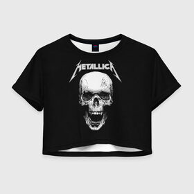 Женская футболка Cropp-top с принтом Metallica в Кировске, 100% полиэстер | круглая горловина, длина футболки до линии талии, рукава с отворотами | metalica | metallica | группа | джеймс хэтфилд | кирк хэмметт | ларс ульрих | метал | металика | металлика | миталика | музыка | роберт трухильо | рок | трэш | трэшметал | хард | хеви