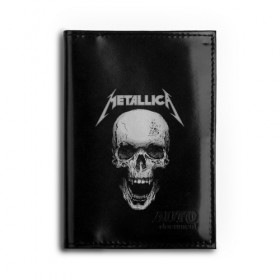 Обложка для автодокументов с принтом Metallica в Кировске, натуральная кожа |  размер 19,9*13 см; внутри 4 больших “конверта” для документов и один маленький отдел — туда идеально встанут права | metalica | metallica | группа | джеймс хэтфилд | кирк хэмметт | ларс ульрих | метал | металика | металлика | миталика | музыка | роберт трухильо | рок | трэш | трэшметал | хард | хеви