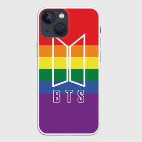 Чехол для iPhone 13 mini с принтом BTS в Кировске,  |  | bangtan boys | beyond the scene | boyband | boys | bts | chin | edm | emblem | hieroglyphs | hip hop | jimin | jj hope | k pop | logo | rainbow | rb | rm | shuga | south korean | бойбенд | ви | джей хоуп | иероглифы | логотип | мальчики | радуга | с