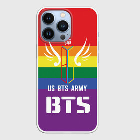 Чехол для iPhone 13 Pro с принтом BTS Army в Кировске,  |  | army | bangtan boys | beyond the scene | boys | bts | chin | edm | emblem | fans | hieroglyphs | hip hop | jimin | k pop | logo | rainbow | rb | rm | south korean | армия | бойбенд | ви | джей хоуп | иероглифы | логотип | мальчики | радуга | сюга | 