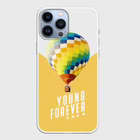 Чехол для iPhone 13 Pro Max с принтом BTS Young Forever в Кировске,  |  | Тематика изображения на принте: balloon | bangtan boys | beyond the scene | boyband | boys | bts | chin | chonguk | edm | emblem | hip hop | jimin | jj hope | k pop | logo | rb | rm | shuga | south korean | wee | бойбенд | ви | воздушный шар | джей хоуп | логотип | мальчики | сюга