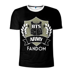 Мужская футболка 3D спортивная с принтом BTS Army Fandom в Кировске, 100% полиэстер с улучшенными характеристиками | приталенный силуэт, круглая горловина, широкие плечи, сужается к линии бедра | army | bangtan boys | beyond the scene | boys | bts | chin | edm | emblem | fandom | fans | hieroglyphs | hip hop | jimin | k pop | logo | rainbow | rb | rm | south korean | армия | бойбенд | ви | джей хоуп | иероглифы | логотип | мальчики | радуга 