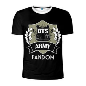 Мужская футболка 3D спортивная с принтом BTS Army Fandom в Кировске, 100% полиэстер с улучшенными характеристиками | приталенный силуэт, круглая горловина, широкие плечи, сужается к линии бедра | Тематика изображения на принте: army | bangtan boys | beyond the scene | boys | bts | chin | edm | emblem | fandom | fans | hieroglyphs | hip hop | jimin | k pop | logo | rainbow | rb | rm | south korean | армия | бойбенд | ви | джей хоуп | иероглифы | логотип | мальчики | радуга 