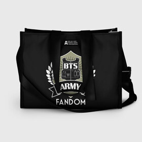 Сумка-шоппер 3D с принтом BTS Army Fandom в Кировске, 100% полиэстер | застегивается на металлическую кнопку; внутренний карман застегивается на молнию. Стенки укреплены специальным мягким материалом, чтобы защитить содержимое от несильных ударов
 | army | bangtan boys | beyond the scene | boys | bts | chin | edm | emblem | fandom | fans | hieroglyphs | hip hop | jimin | k pop | logo | rainbow | rb | rm | south korean | армия | бойбенд | ви | джей хоуп | иероглифы | логотип | мальчики | радуга 