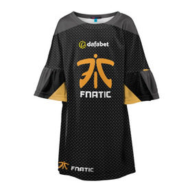 Детское платье 3D с принтом cs:go (Fnatic) в Кировске, 100% полиэстер | прямой силуэт, чуть расширенный к низу. Круглая горловина, на рукавах — воланы | Тематика изображения на принте: cs:go