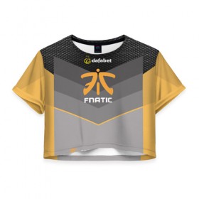 Женская футболка Cropp-top с принтом cs:go (Fnatic) в Кировске, 100% полиэстер | круглая горловина, длина футболки до линии талии, рукава с отворотами | Тематика изображения на принте: cs:go