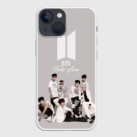 Чехол для iPhone 13 mini с принтом BTS Take love в Кировске,  |  | bangtan boys | beyond the scene | boyband | boys | bts | chin | chonguk | edm | emblem | hip hop | jimin | jj hope | k pop | logo | r  b | rm | south korean | suga | wee | бойбенд | ви | возьми | джей хоуп | логотип | любовь | мальчики | сюга | х