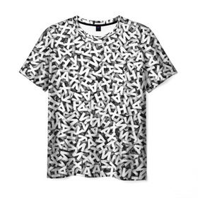 Мужская футболка 3D с принтом буквы ЙУХАН в Кировске, 100% полиэфир | прямой крой, круглый вырез горловины, длина до линии бедер | алфавит | белый | буквы | паттрен | слово | узор