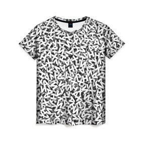 Женская футболка 3D с принтом буквы ЙУХАН в Кировске, 100% полиэфир ( синтетическое хлопкоподобное полотно) | прямой крой, круглый вырез горловины, длина до линии бедер | алфавит | белый | буквы | паттрен | слово | узор