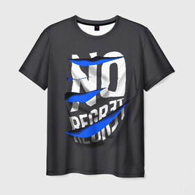 Мужская футболка 3D с принтом Без сожаления в Кировске, 100% полиэфир | прямой крой, круглый вырез горловины, длина до линии бедер | no regret | без сожаления | мятая | надрезы | полосы | порезанная | разрывы | рваная