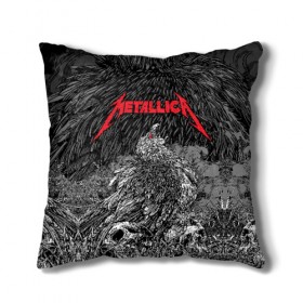 Подушка 3D с принтом Metallica в Кировске, наволочка – 100% полиэстер, наполнитель – холлофайбер (легкий наполнитель, не вызывает аллергию). | состоит из подушки и наволочки. Наволочка на молнии, легко снимается для стирки | Тематика изображения на принте: american | bird | eagle | james hetfield | kirk hammett | lars ulrich | metal band | metallica | red eye | robert trujillo | scream | skull | американская | джеймс хетфилд | кирк хэмметт | красный глаз | крик | ларс ульрих | метал группа | метал