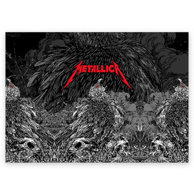 Поздравительная открытка с принтом Metallica  в Кировске, 100% бумага | плотность бумаги 280 г/м2, матовая, на обратной стороне линовка и место для марки
 | Тематика изображения на принте: american | bird | eagle | james hetfield | kirk hammett | lars ulrich | metal band | metallica | red eye | robert trujillo | scream | skull | американская | джеймс хетфилд | кирк хэмметт | красный глаз | крик | ларс ульрих | метал группа | метал