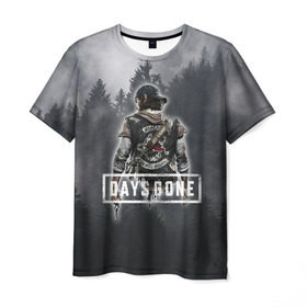 Мужская футболка 3D с принтом Days Gone в Кировске, 100% полиэфир | прямой крой, круглый вырез горловины, длина до линии бедер | Тематика изображения на принте: days gone | лес | лого | персонаж