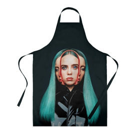 Фартук 3D с принтом BILLIE EILISH в Кировске, 100% полиэстер | общий размер — 65 х 85 см, ширина нагрудника — 26 см, горловина — 53 см, длина завязок — 54 см, общий обхват в поясе — 173 см. Принт на завязках и на горловине наносится с двух сторон, на основной части фартука — только с внешней стороны | ayelish | bad guy | bellyache | bilie eilish | bilie elish | billie | billie eilish | eilish | electronic | elish | music | били айлиш | билли айлиш | эйлиш | элиш