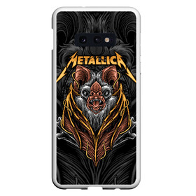 Чехол для Samsung S10E с принтом Metallica в Кировске, Силикон | Область печати: задняя сторона чехла, без боковых панелей | american | bat | bones | emblem | fangs | james hetfield | kirk hammett | metal band | metallica | mouse | music | rock | vampire | американская | вампир | джеймс хетфилд | кирк хэмметт | клыки | кости | ларс ульрих | летучая | метал группа | мет