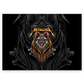 Поздравительная открытка с принтом Metallica  в Кировске, 100% бумага | плотность бумаги 280 г/м2, матовая, на обратной стороне линовка и место для марки
 | american | bat | bones | emblem | fangs | james hetfield | kirk hammett | metal band | metallica | mouse | music | rock | vampire | американская | вампир | джеймс хетфилд | кирк хэмметт | клыки | кости | ларс ульрих | летучая | метал группа | мет