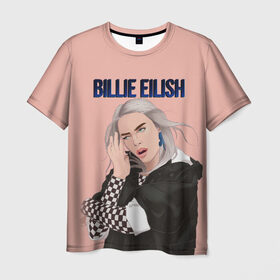 Мужская футболка 3D с принтом BILLIE EILISH в Кировске, 100% полиэфир | прямой крой, круглый вырез горловины, длина до линии бедер | Тематика изображения на принте: ayelish | bad guy | bellyache | bilie eilish | bilie elish | billie | billie eilish | eilish | electronic | elish | music | били айлиш | билли айлиш | эйлиш | элиш