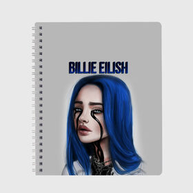 Тетрадь с принтом BILLIE EILISH в Кировске, 100% бумага | 48 листов, плотность листов — 60 г/м2, плотность картонной обложки — 250 г/м2. Листы скреплены сбоку удобной пружинной спиралью. Уголки страниц и обложки скругленные. Цвет линий — светло-серый
 | ayelish | bad guy | bellyache | bilie eilish | bilie elish | billie | billie eilish | eilish | electronic | elish | music | били айлиш | билли айлиш | эйлиш | элиш