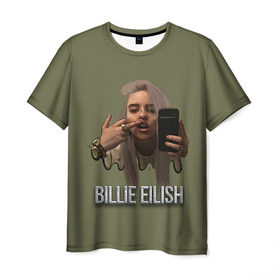 Мужская футболка 3D с принтом BILLIE EILISH в Кировске, 100% полиэфир | прямой крой, круглый вырез горловины, длина до линии бедер | Тематика изображения на принте: ayelish | bad guy | bellyache | bilie eilish | bilie elish | billie | billie eilish | eilish | electronic | elish | music | били айлиш | билли айлиш | эйлиш | элиш