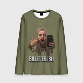 Мужской лонгслив 3D с принтом BILLIE EILISH в Кировске, 100% полиэстер | длинные рукава, круглый вырез горловины, полуприлегающий силуэт | ayelish | bad guy | bellyache | bilie eilish | bilie elish | billie | billie eilish | eilish | electronic | elish | music | били айлиш | билли айлиш | эйлиш | элиш