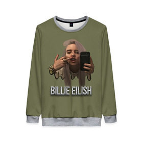 Женский свитшот 3D с принтом BILLIE EILISH в Кировске, 100% полиэстер с мягким внутренним слоем | круглый вырез горловины, мягкая резинка на манжетах и поясе, свободная посадка по фигуре | ayelish | bad guy | bellyache | bilie eilish | bilie elish | billie | billie eilish | eilish | electronic | elish | music | били айлиш | билли айлиш | эйлиш | элиш