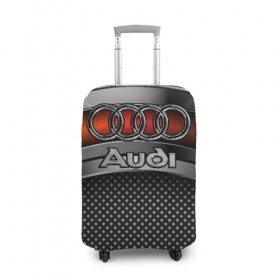 Чехол для чемодана 3D с принтом Audi Metal в Кировске, 86% полиэфир, 14% спандекс | двустороннее нанесение принта, прорези для ручек и колес | audi | metal | авто | ауди | железо | кольчуга | лого авто | метал | металлическая | сетка | сталь | цепи