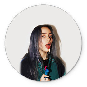 Коврик для мышки круглый с принтом BILLIE EILISH в Кировске, резина и полиэстер | круглая форма, изображение наносится на всю лицевую часть | ayelish | bad guy | bellyache | bilie eilish | bilie elish | billie | billie eilish | eilish | electronic | elish | music | били айлиш | билли айлиш | эйлиш | элиш