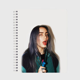 Тетрадь с принтом BILLIE EILISH в Кировске, 100% бумага | 48 листов, плотность листов — 60 г/м2, плотность картонной обложки — 250 г/м2. Листы скреплены сбоку удобной пружинной спиралью. Уголки страниц и обложки скругленные. Цвет линий — светло-серый
 | ayelish | bad guy | bellyache | bilie eilish | bilie elish | billie | billie eilish | eilish | electronic | elish | music | били айлиш | билли айлиш | эйлиш | элиш