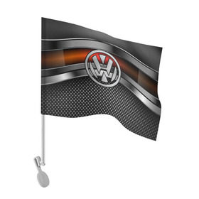 Флаг для автомобиля с принтом Volkswagen Metal в Кировске, 100% полиэстер | Размер: 30*21 см | volkswagen | авто | волксваген | вольсваген | железо | кольчуга | лого авто | метал | металлическая | сетка | сталь | цепи