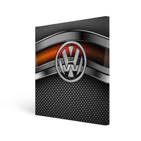 Холст квадратный с принтом Volkswagen Metal в Кировске, 100% ПВХ |  | volkswagen | авто | волксваген | вольсваген | железо | кольчуга | лого авто | метал | металлическая | сетка | сталь | цепи