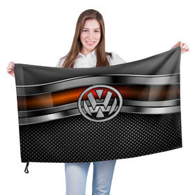 Флаг 3D с принтом Volkswagen Metal в Кировске, 100% полиэстер | плотность ткани — 95 г/м2, размер — 67 х 109 см. Принт наносится с одной стороны | volkswagen | авто | волксваген | вольсваген | железо | кольчуга | лого авто | метал | металлическая | сетка | сталь | цепи
