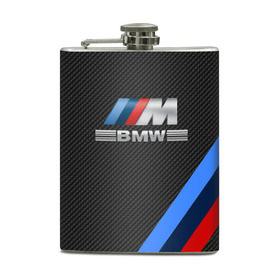 Фляга с принтом BMW КАРБОН в Кировске, металлический корпус | емкость 0,22 л, размер 125 х 94 мм. Виниловая наклейка запечатывается полностью | bmw | абстракция | авто | автомобиль | лого | логотип | машина | скорость