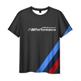 Мужская футболка 3D с принтом BMW КАРБОН в Кировске, 100% полиэфир | прямой крой, круглый вырез горловины, длина до линии бедер | bmw | абстракция | авто | автомобиль | лого | логотип | машина | скорость