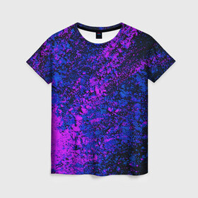 Женская футболка 3D с принтом Брызги краски в Кировске, 100% полиэфир ( синтетическое хлопкоподобное полотно) | прямой крой, круглый вырез горловины, длина до линии бедер | брызги | брызги красок | краска | красочные | пятна | пятна краски | цветные | яркие