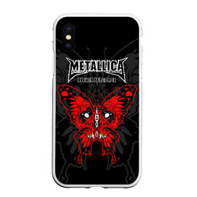 Чехол для iPhone XS Max матовый с принтом Metallica в Кировске, Силикон | Область печати: задняя сторона чехла, без боковых панелей | american | butterfly | devil | fangs | james hetfield | kirk hammett | metal band | metallica | music | mystic | red | rock | skull | vampire | американская | бабочка | вампир | джеймс хетфилд | дьявол | кирк хэмметт | клыки | красная | ларс ульрих | мета