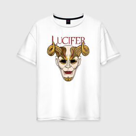 Женская футболка хлопок Oversize с принтом Masquerade в Кировске, 100% хлопок | свободный крой, круглый ворот, спущенный рукав, длина до линии бедер
 | lucifer | дьявол | маскарад | монстр | рогатый | хэллоуин