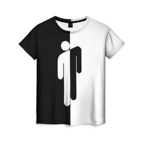 Женская футболка 3D с принтом BILLIE EILISH в Кировске, 100% полиэфир ( синтетическое хлопкоподобное полотно) | прямой крой, круглый вырез горловины, длина до линии бедер | Тематика изображения на принте: be | billie | billie eilish | билли | билли айлиш
